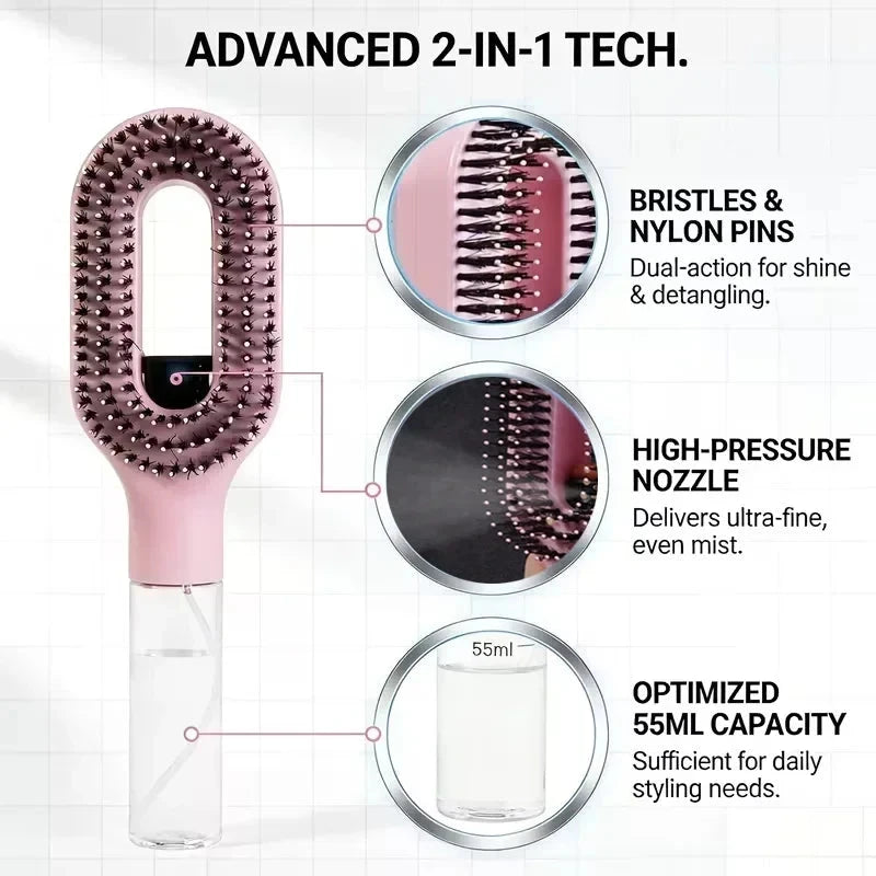 Spray detangling brush nozzle detail