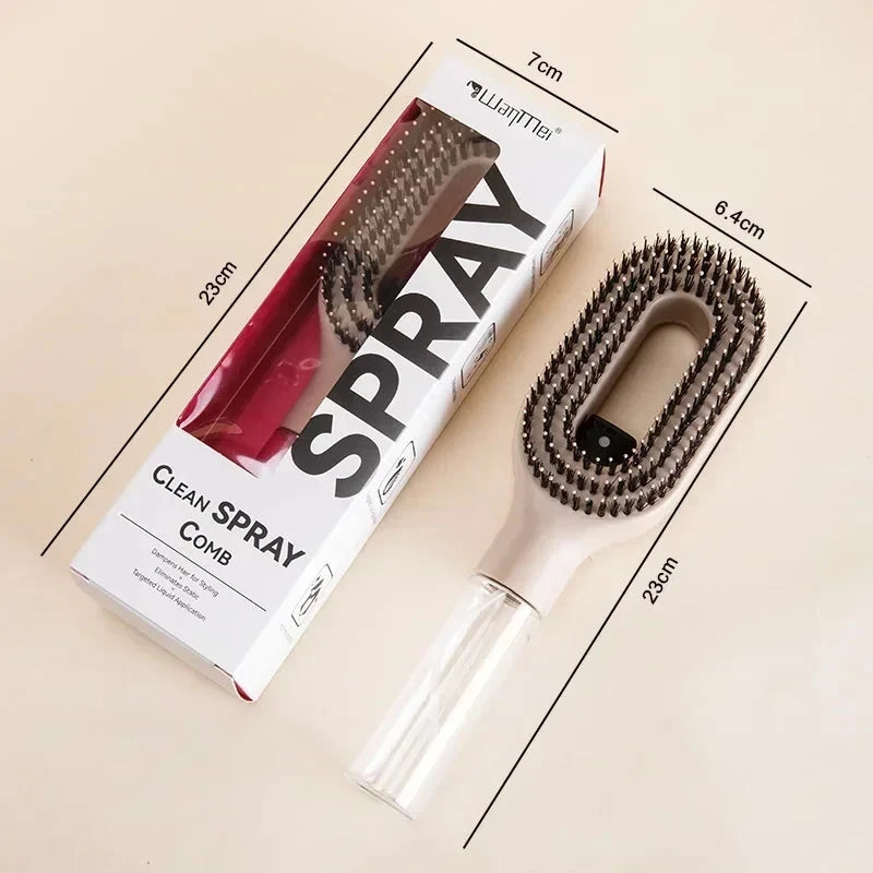 Spray detangling scalp massage brush in khaki